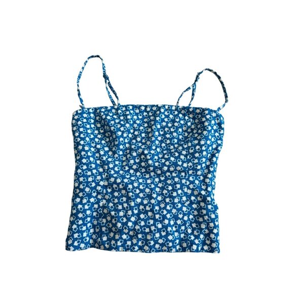 REFORMATION Blue White Patterned Tank Top Size 0 - Picture 6 of 8